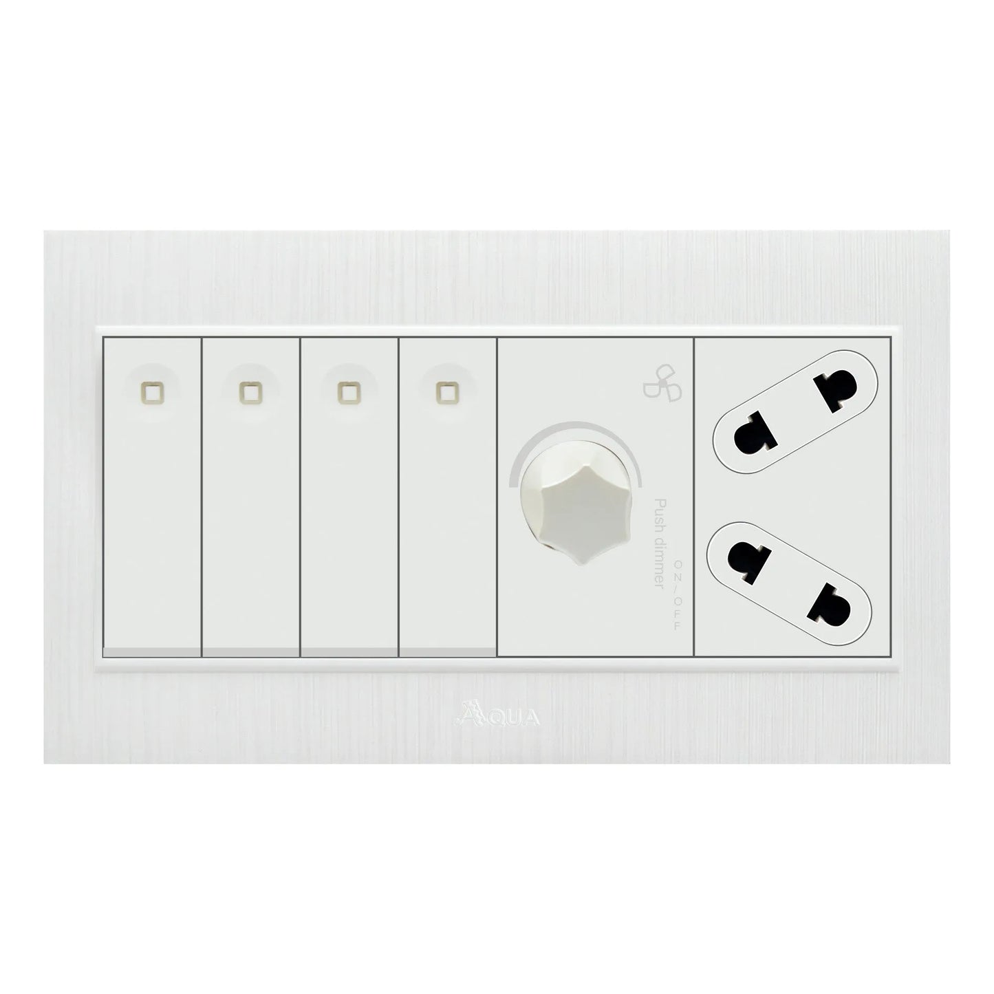 AQUA GLORY 4 GANG SWITCH PLUS 1 SOCKET PLUS 1 DIMMER Price in Pakistan