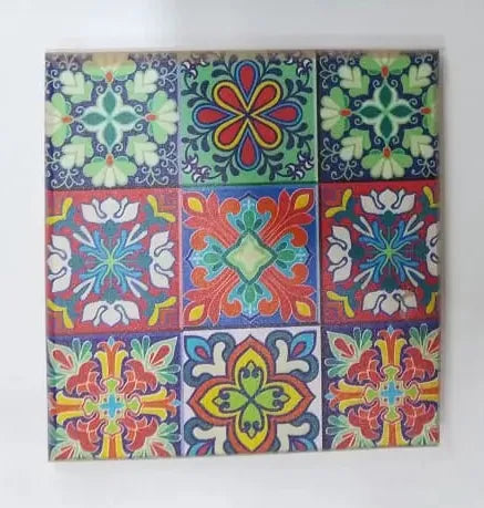 Artistic Colorful Tile Pattern Wooden Tea Coasters