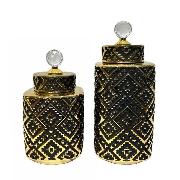 Black Glamour Ceramic Vase Set Of 2 Price in Pakistan