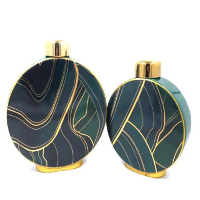 Green And Gold Ceramic Vase Set Of 2 Price in Pakistan