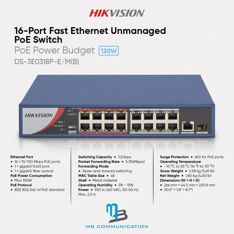 Hikvision Unmanaged POE Switch Price in Pakistan