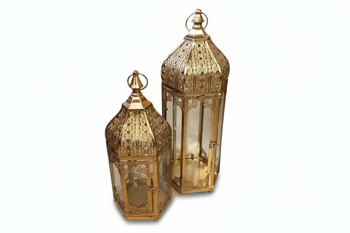 Vintage Gold Metal Candle Lantern (Set of 2) Price in Pakistan