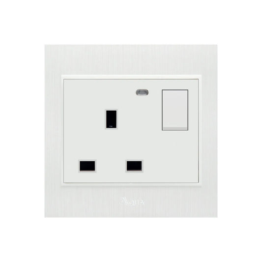 AQUA GLORY DOUBLE 13-AMP THREE POLE FLAT SOCKET & SWITCH WITH LED Price in Pakistan