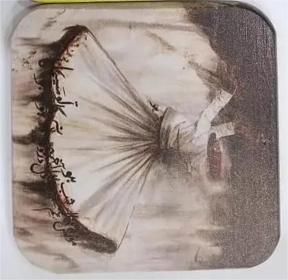 Printed Wooden Tea Coaster – Bold Bro Scene On Hai Quote & Artistic Dancer Design Secondary image