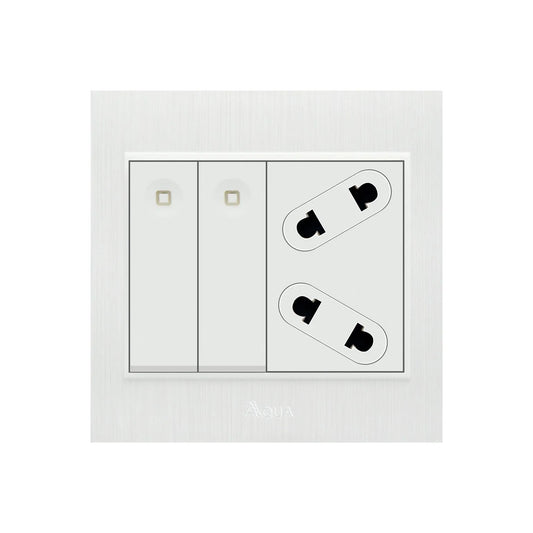 AQUA GLORY 2 GANG SWITCH PLUS 2 SOCKET Price in Pakistan