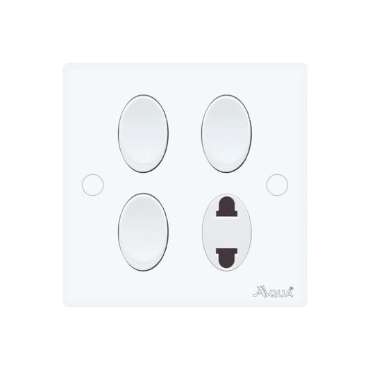 AQUA DYNASTY 3 GANG SWITCH PLUS 1 SOCKET Price in Pakistan