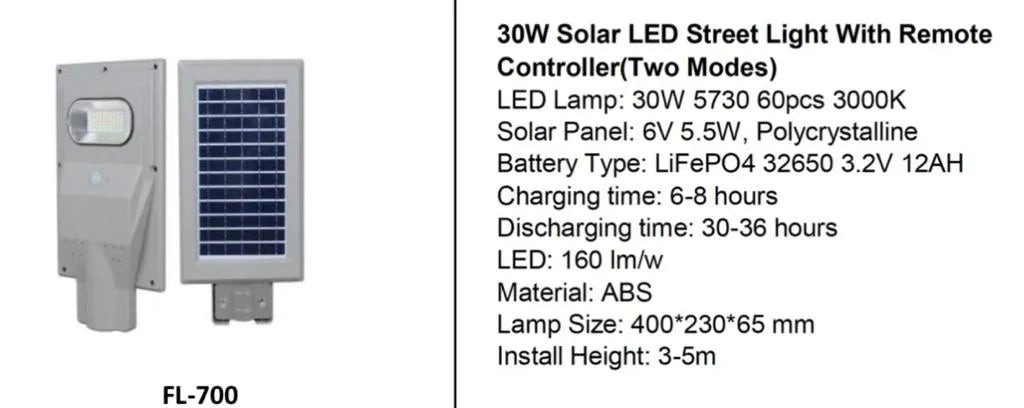 30w Solar Street Light Price in Pakistan 