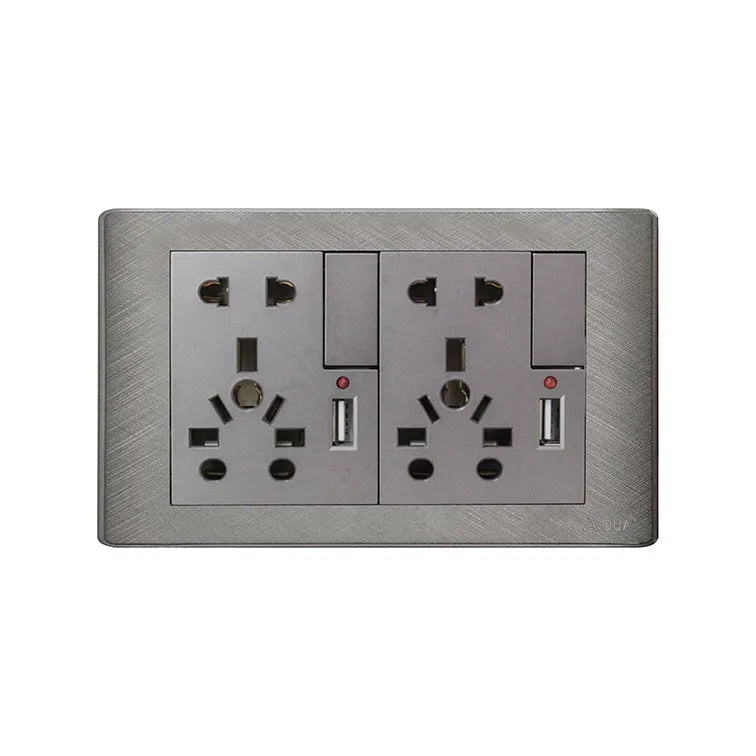 AQUA PINE GREY DOUBLE UNIVERSAL SOCKET + USB CHARGER Price in Pakistan