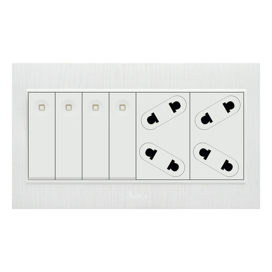 AQUA GLORY 4 GANG SWITCH PLUS 2 SOCKET Price in Pakistan