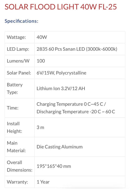 LED Solar Flood Light Price in Pakistan