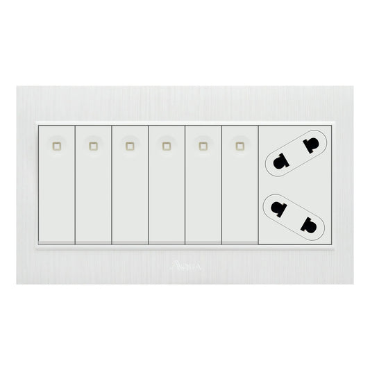 AQUA GLORY 6 GANG SWITCH PLUS 1 SOCKET Price in Pakistan