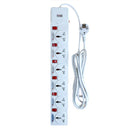 Clopal 6 Way Extension Socket with Each Socket Fuse Protection