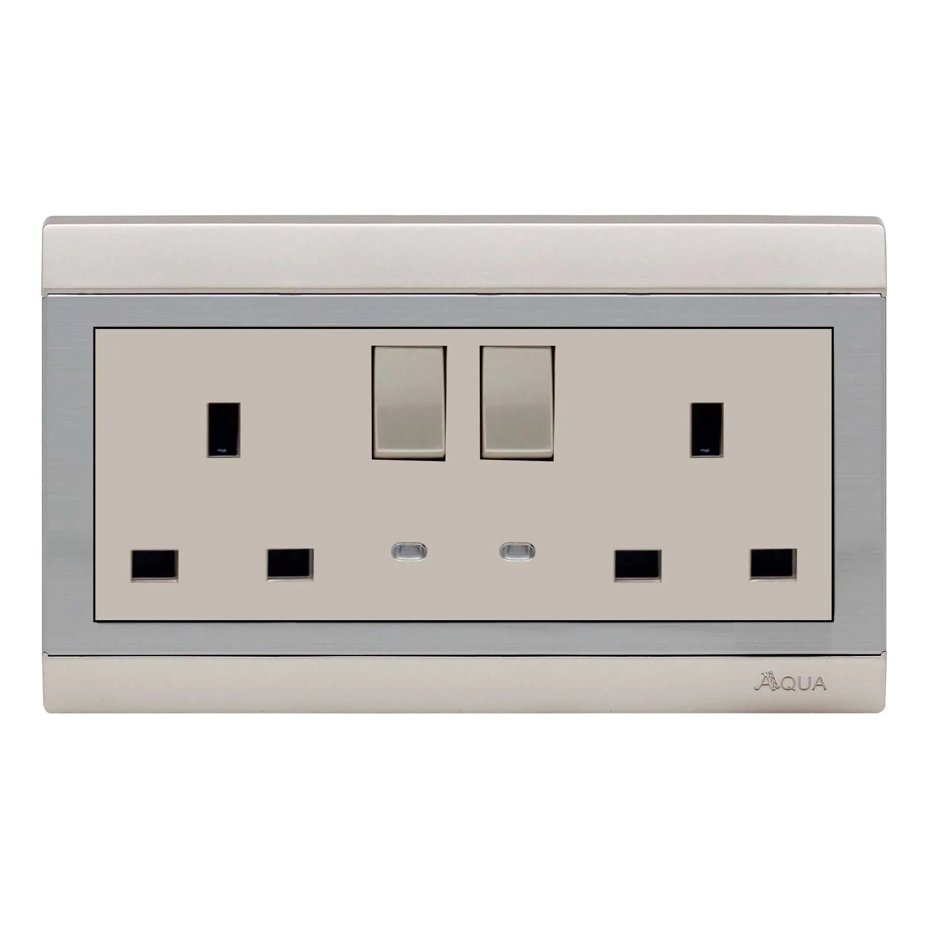 AQUA BRAVO DOUBLE 13AMP THREE POLE FLAT SOCKET & SWITCH WITH LED Price in Pakistan
