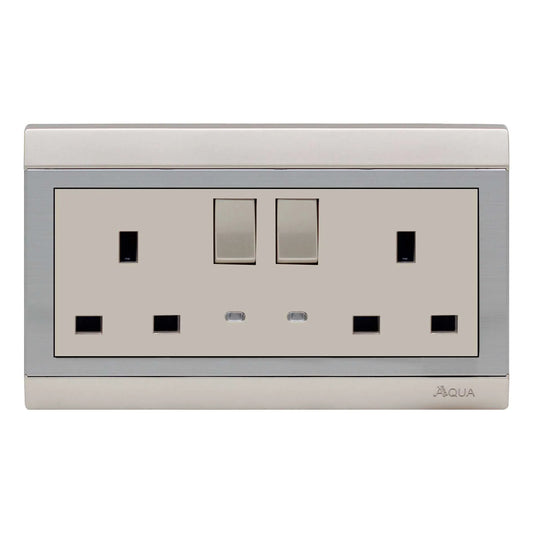 AQUA BRAVO DOUBLE 13AMP THREE POLE FLAT SOCKET & SWITCH WITH LED Price in Pakistan