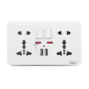 Himel 2x5 International Switch Socket + 2 USB