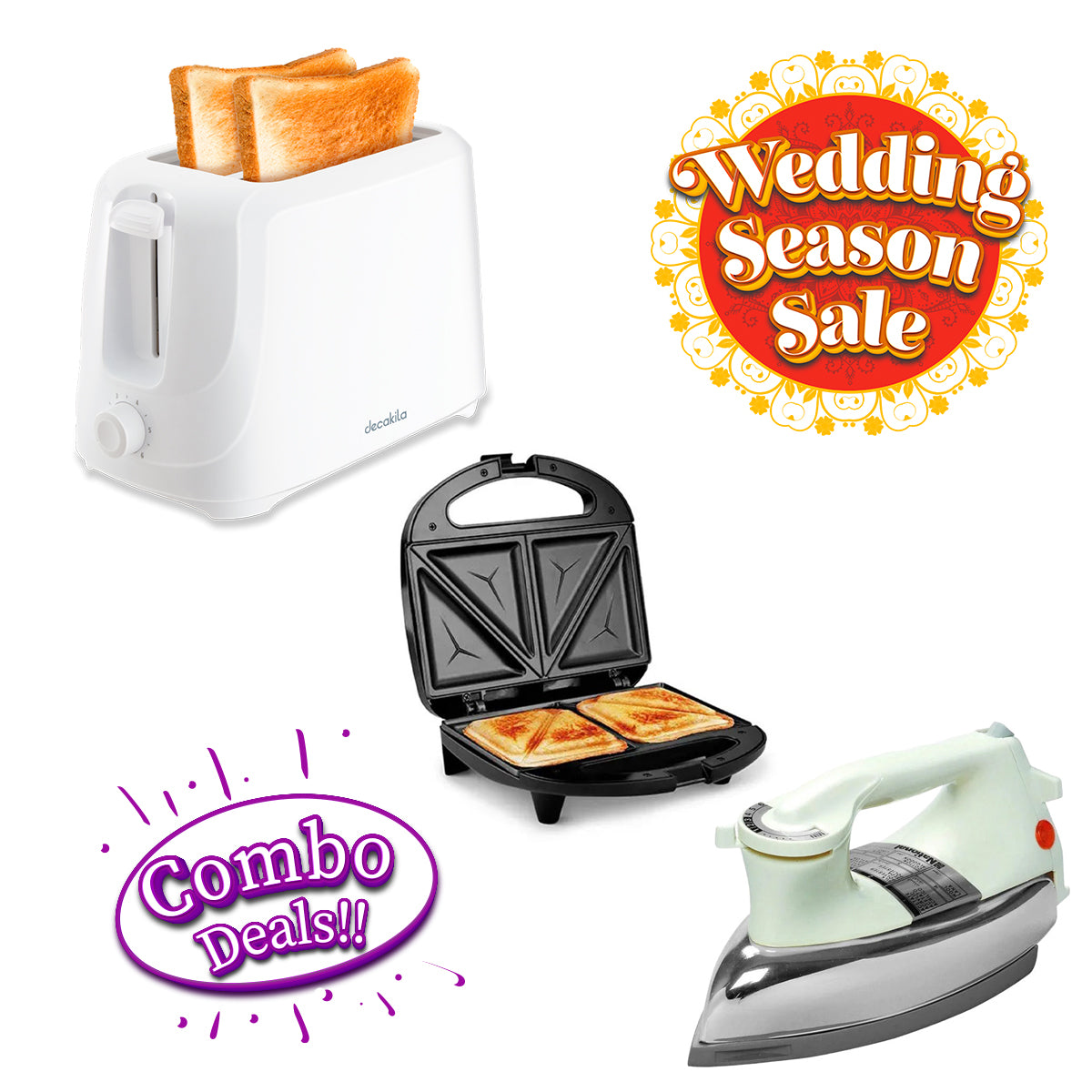 Kitchen Trio Pocket Sandwich Maker + Toaster + Automatic Iron Price in Pakistan