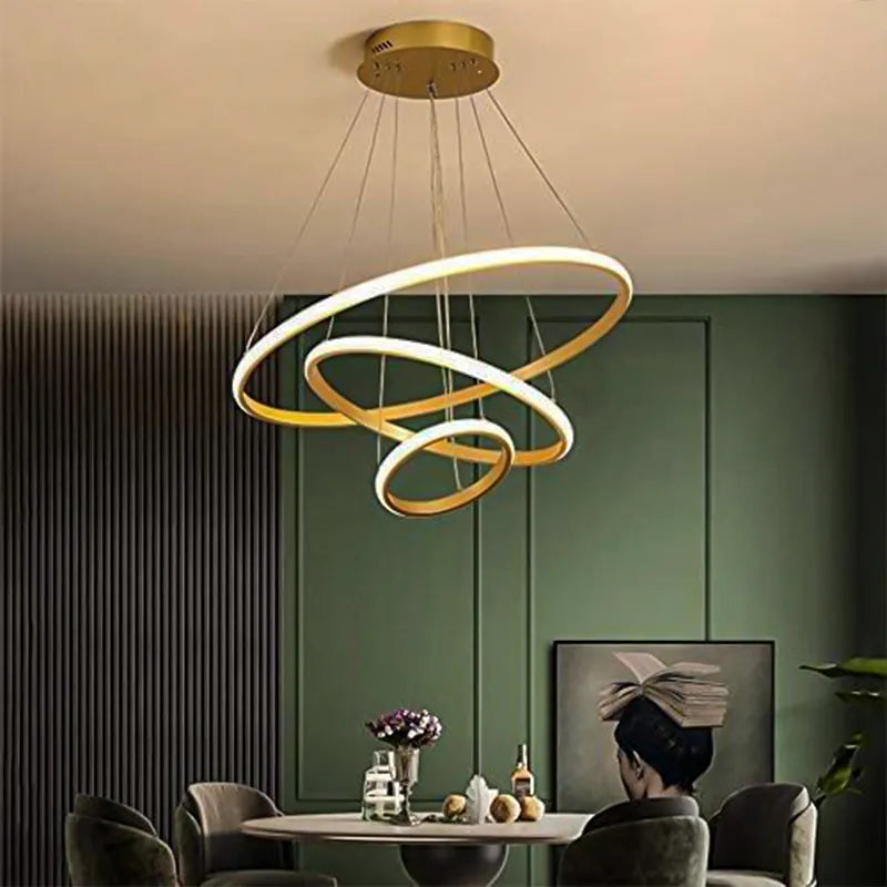 Gold 3-ring Chandelier Secondary image