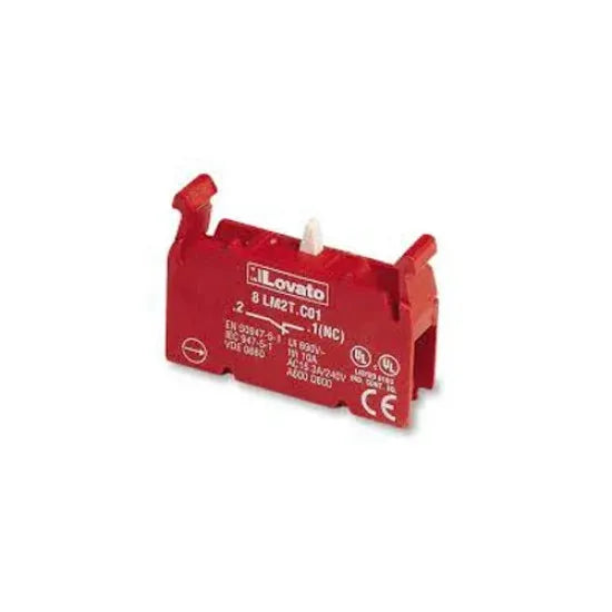 Lovato Electric Push Button With Mounting Block Red