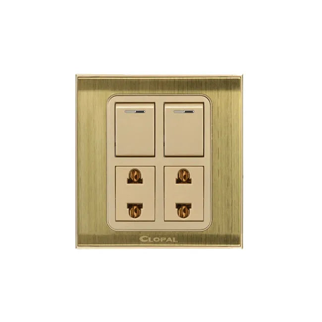 Clopal Silver Series 2 Gang Telephone Shuttered Outlet Price in Pakistan Main image