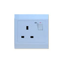 Clopal White Metalic Series 13A Flat BS Socket With LED