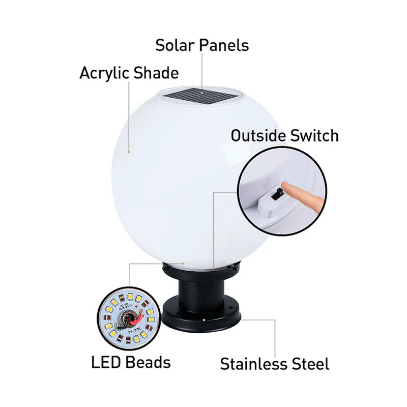 Solar Globe Pillar light Secondary image