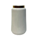 Ceramic Flower Vase White & Gold Medium