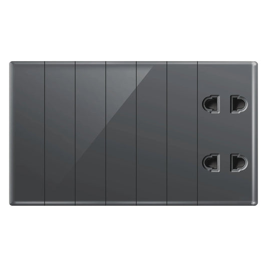Aqua Glasskin Grey 6 Switches + 2 Sockets Price in Pakistan