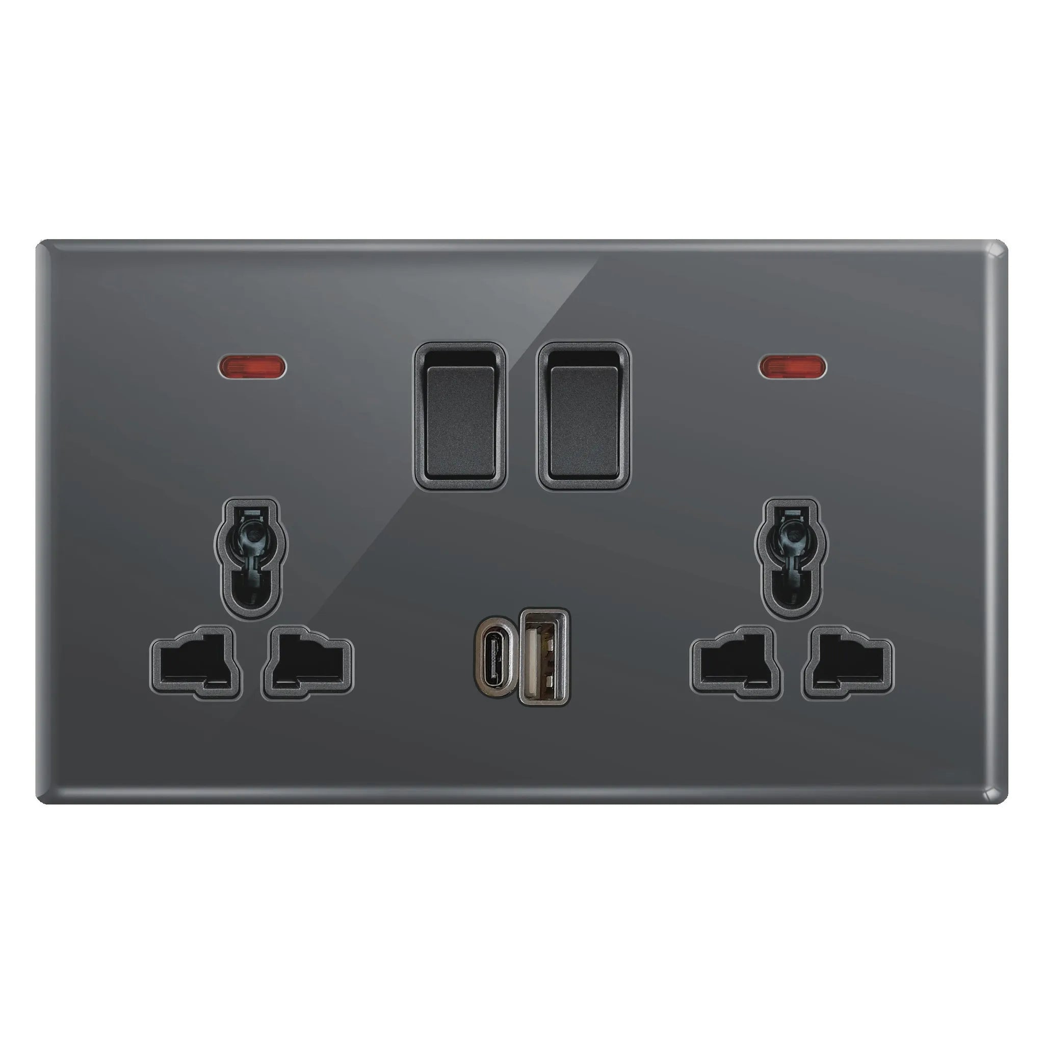 Aqua Glasskin Grey Double Multi-Function Socket + USB + Type-C Price in Pakistan