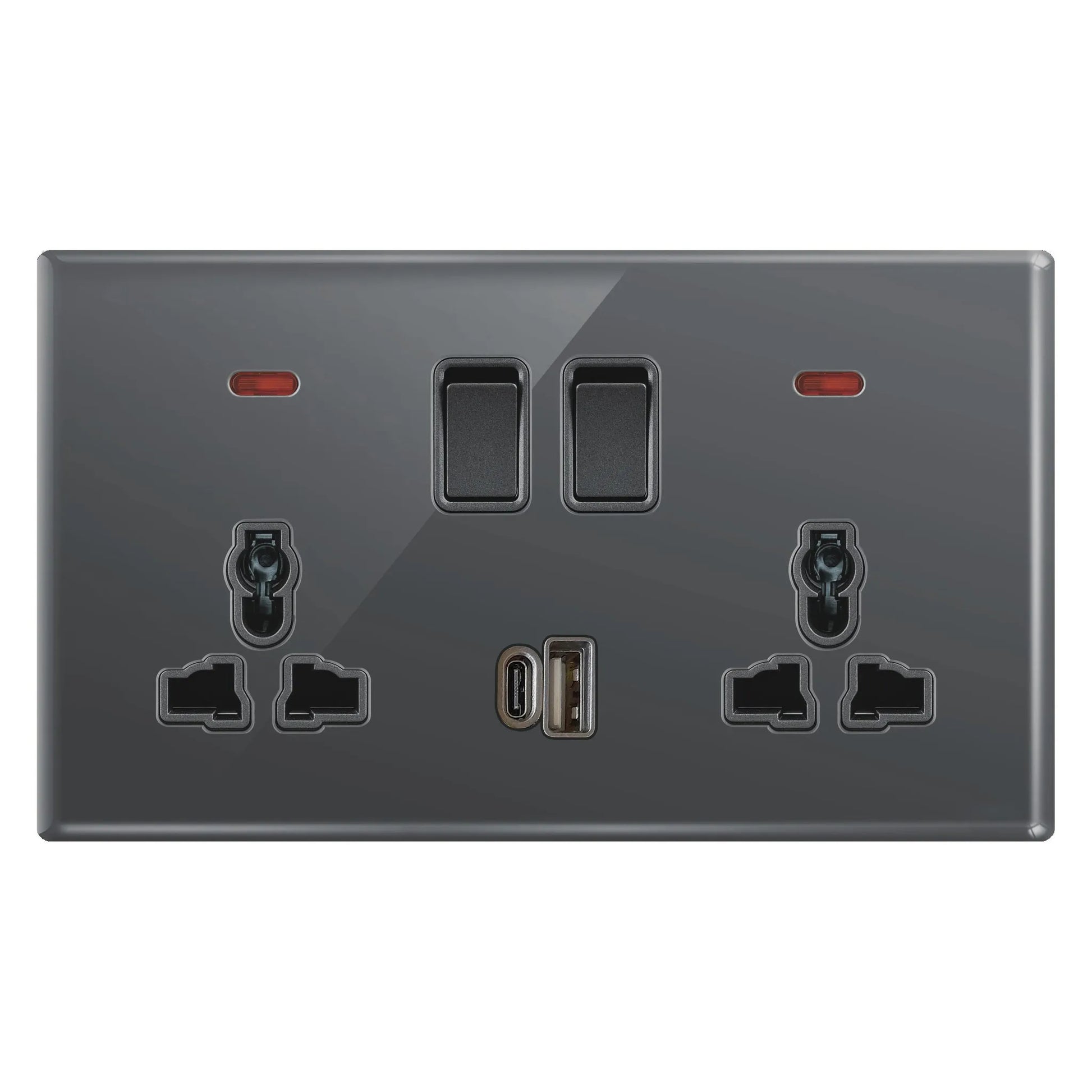 Aqua Glasskin Grey Double Multi-Function Socket + USB + Type-C Price in Pakistan