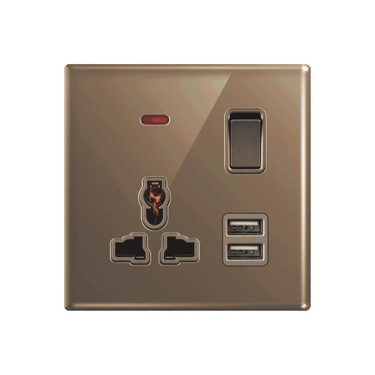 Aqua Glasskin Bronze Multi Socket Plus Dual USB Price in Pakistan