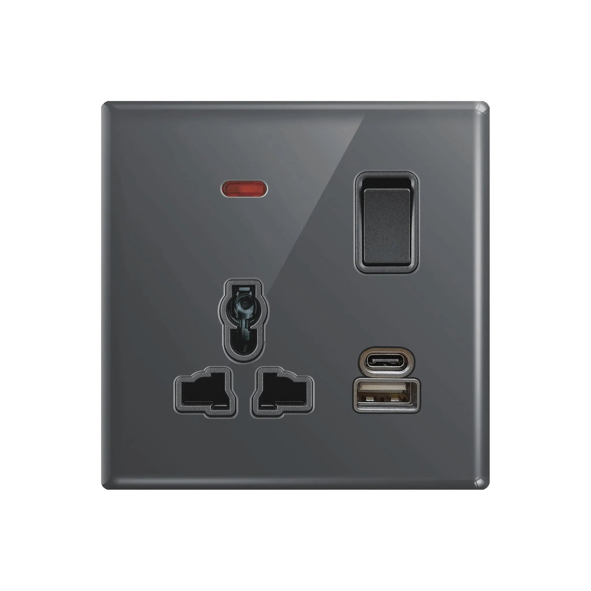 Aqua Glasskin Grey Multi-Function Socket + USB + Type-C Price in Pakistan