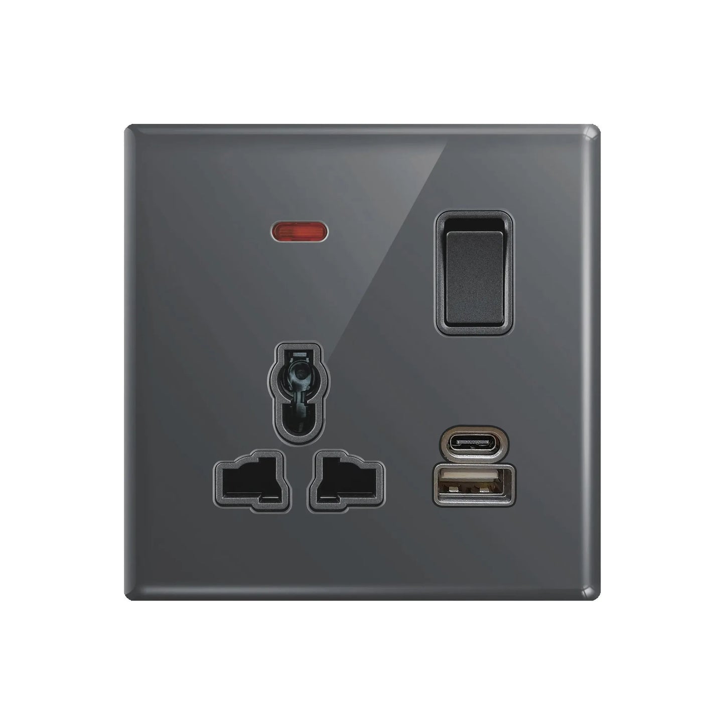 Aqua Glasskin Grey Multi-Function Socket + USB + Type-C Price in Pakistan