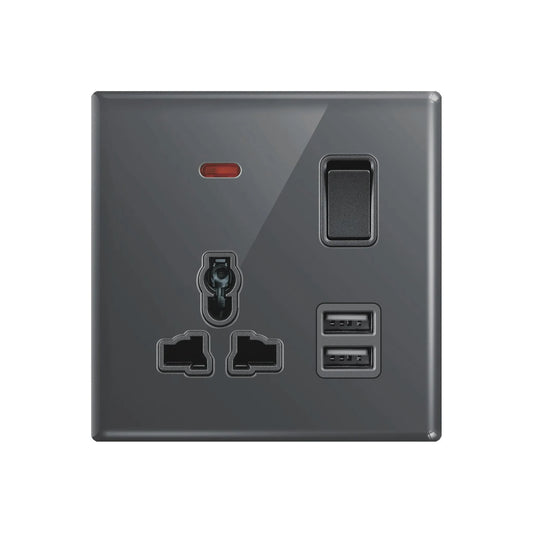 Aqua Glasskin Grey Multi Socket Plus Dual USB Price in Pakistan