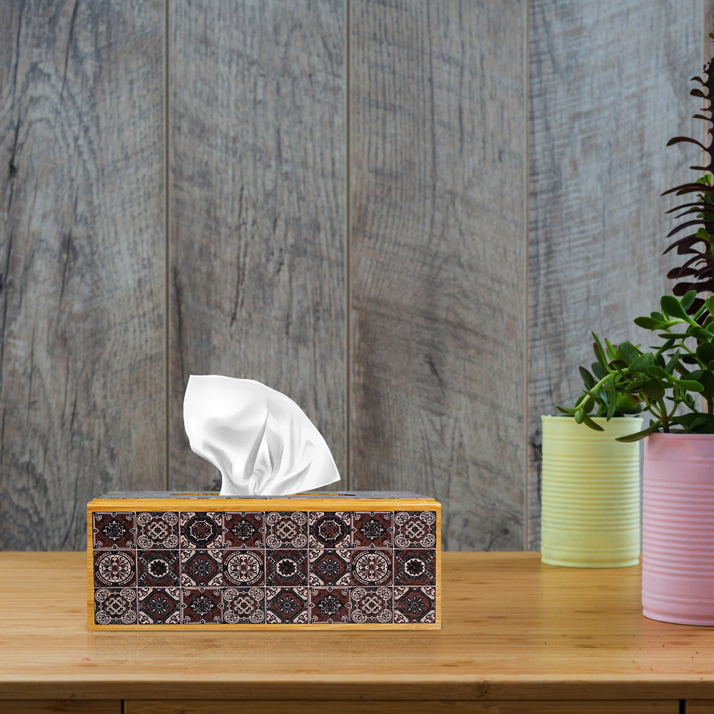 Ajrak Inspired Handmade Wooden Tissue Box