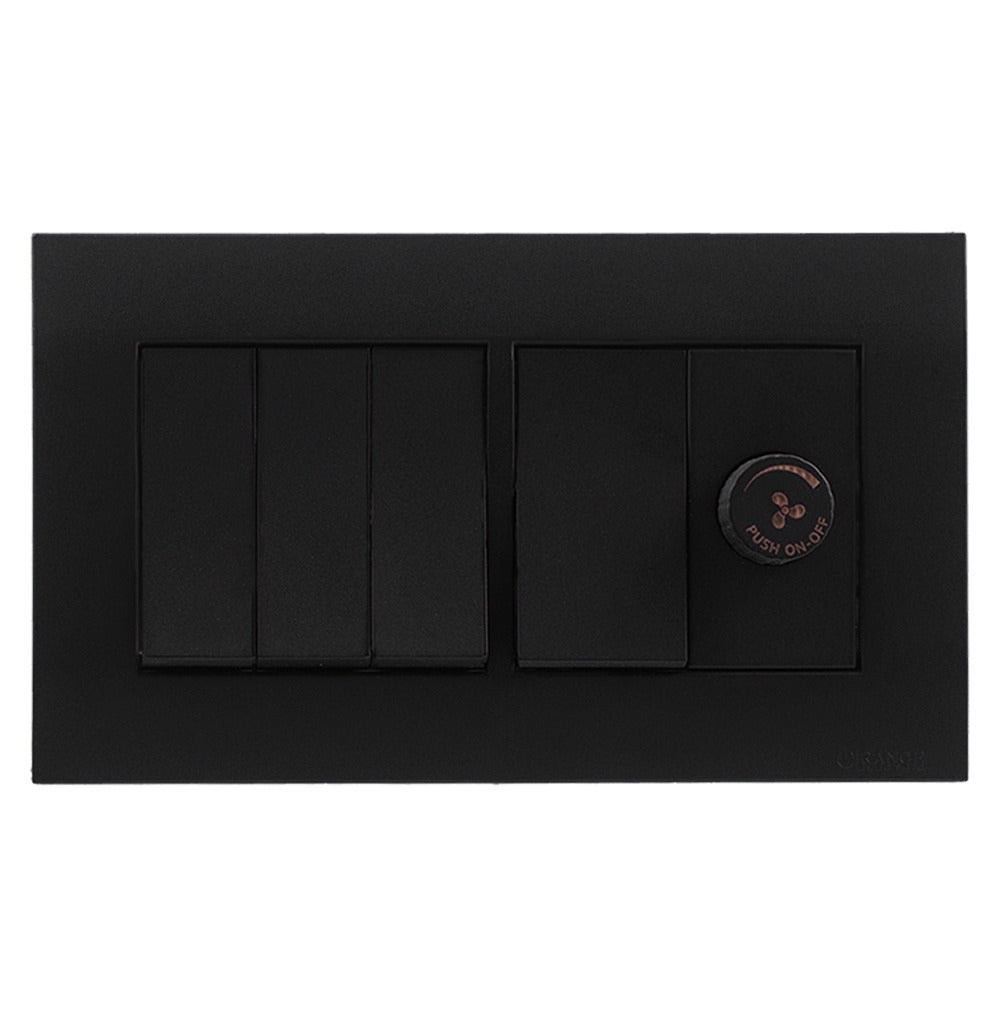 Akoya 4 gang Switches + 1 Dimmer Black  Price in Pakistan