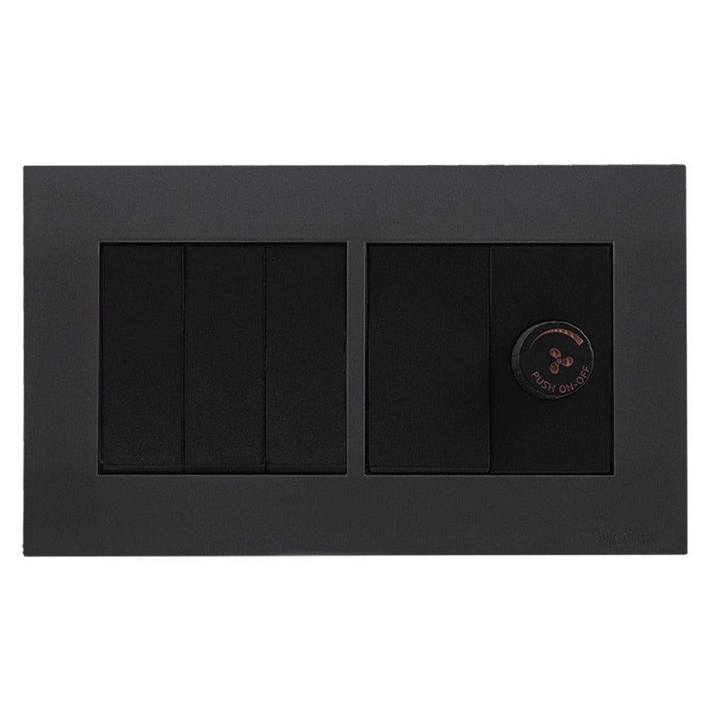 Akoya 4 gang Switches + 1 Dimmer Gun Metallic Price in Pakistan