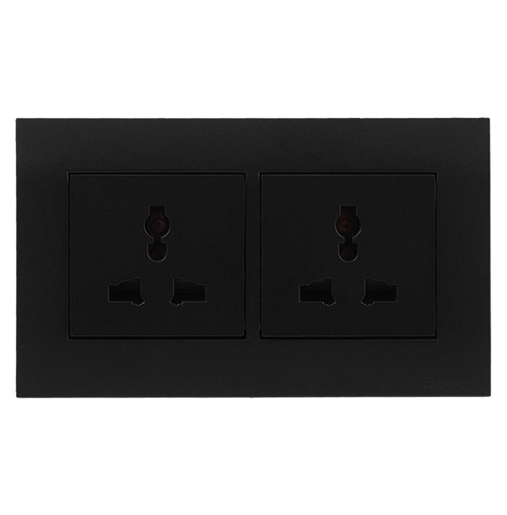 Akoya Twin Multi Unswitched Socket Outlet Black Price in Pakistan 