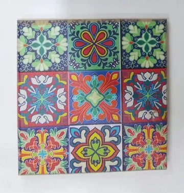 Artistic Colorful Tile Pattern Wooden Tea Coasters