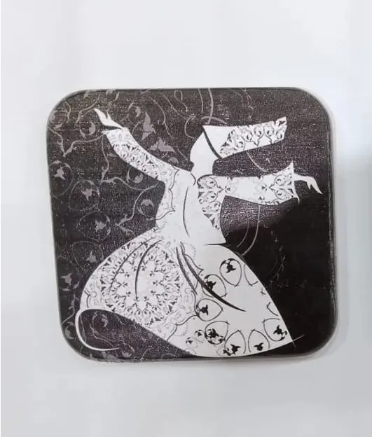 Artistic Wooden Tray – Traditional Kettle & Whirling Design Secondary image