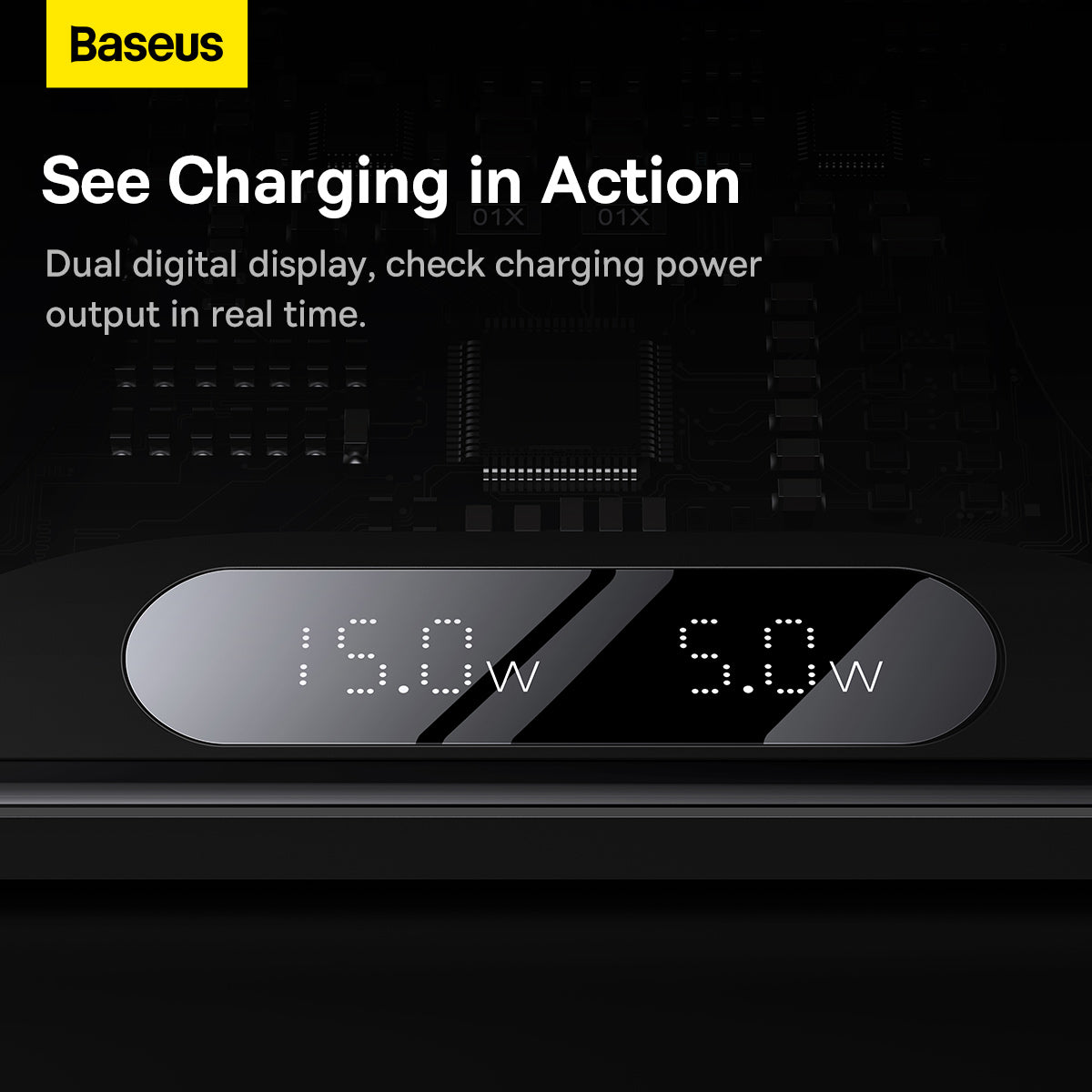 Baseus Digital LED Display 2in1 Wireless Charger black Price in Pakistan 