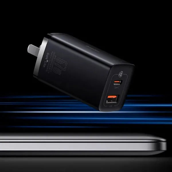 Baseus GaN3 Lite Fast Charger 67W Type C + USB With CN Pin Black Secondary image