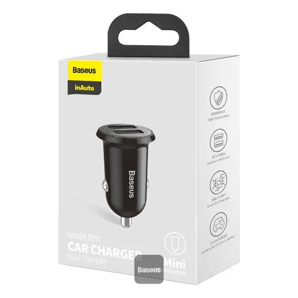 Baseus Grain Pro Car Charger (Dual USB 4.8A ) Black Secondary image