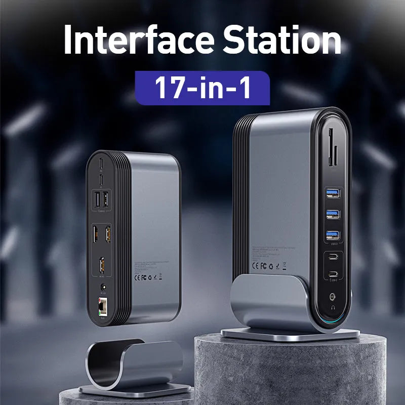 Baseus Working Station Three Screen Type-C Multifunctional Hub Adapter Grey Secondary image