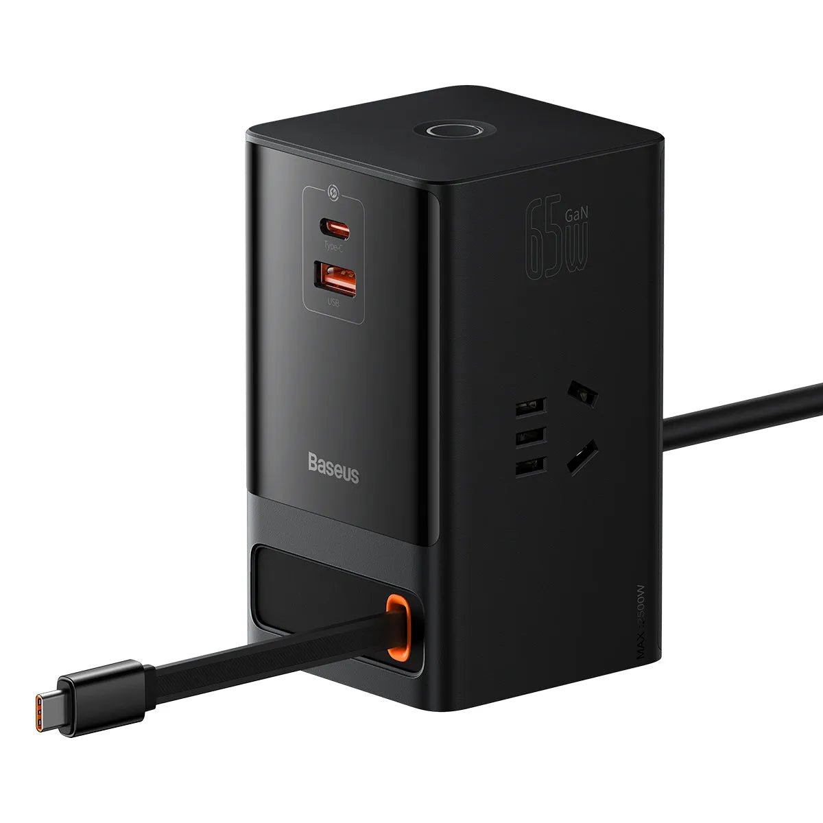 Baseus Power Combo 65W Digital Power Strip 3AC+1U+1C+Retractable-C with 1.5m power cord Secondary image