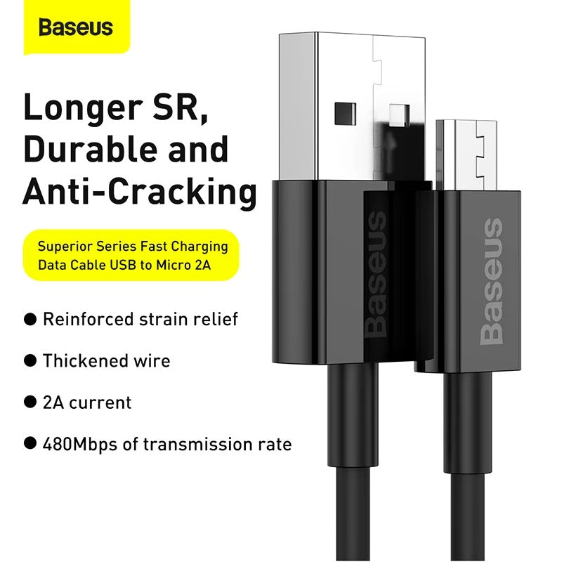 Baseus Superior Charging Data Cable USB+Micro BlackPrice in Pakistan
