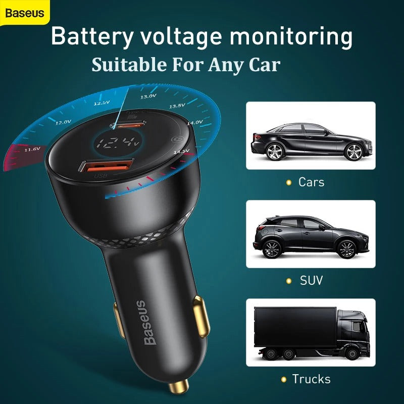 Baseus Superme Digital PPS Dual Quick Car Charger in Pakistan