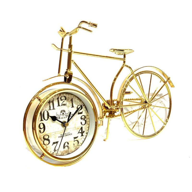 Bicycle Gold Table Clock