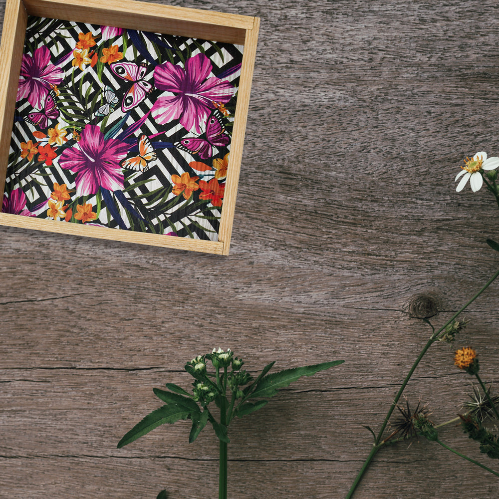Black Floral Design Art Tray Price in Pakistan