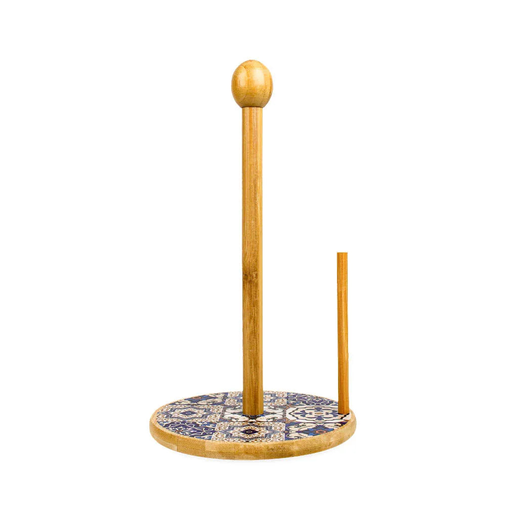 Blue Pottery Wooden Tissue Roll Holder Stand Secondary image