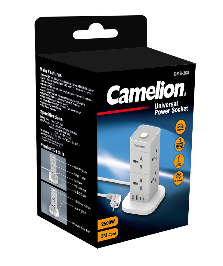 Camelion CMS-308 3 Meter Universal Power Socket